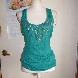 arden b studded front turquoise blue tank top S